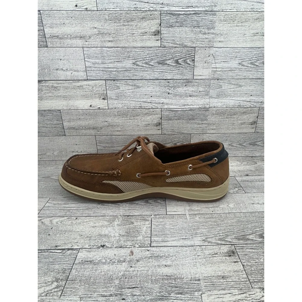 Sebago‎ Cyphon Sea Fisherman Men Brown Leather Boat Shoes B24367 Size 10.5 M